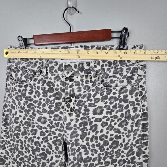LOFT Modern Skinny Chic Classic Leopard Print Pants Black Cream Womens Size 28‎ - Picture 9 of 14